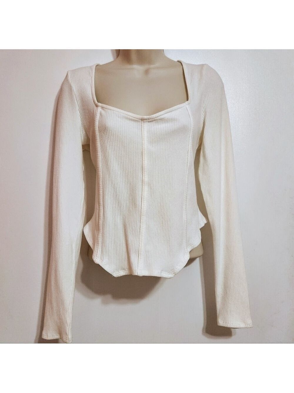 Just Polly Ivory Ribbed Knit Corset Top Extra Large - Picture 4 of 8